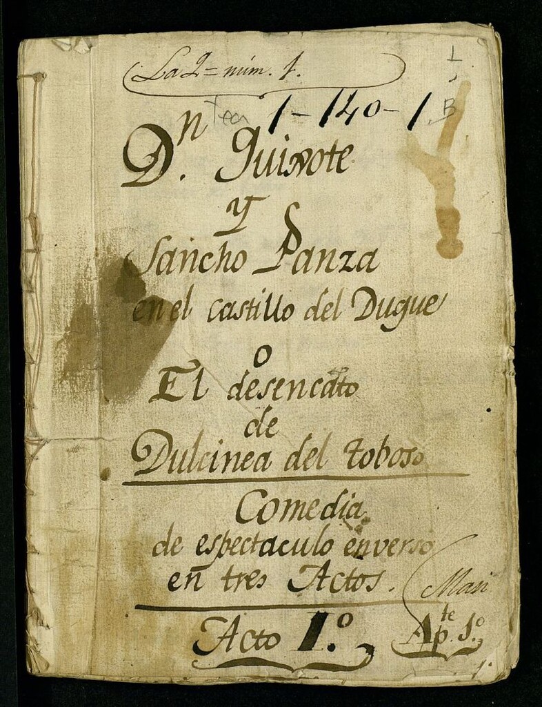 Miniatura de Don Quijote y Sancho Panza en el castillo del duque o El desencanto de Dulcinea del Toboso