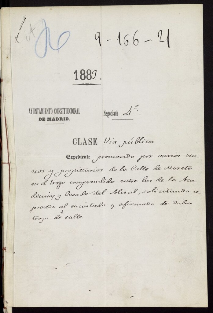 Miniatura de Concesión para el encintado y afirmado de la calle Moreto en el trozo comprendido entre las calles Academia y Casado del Alisal