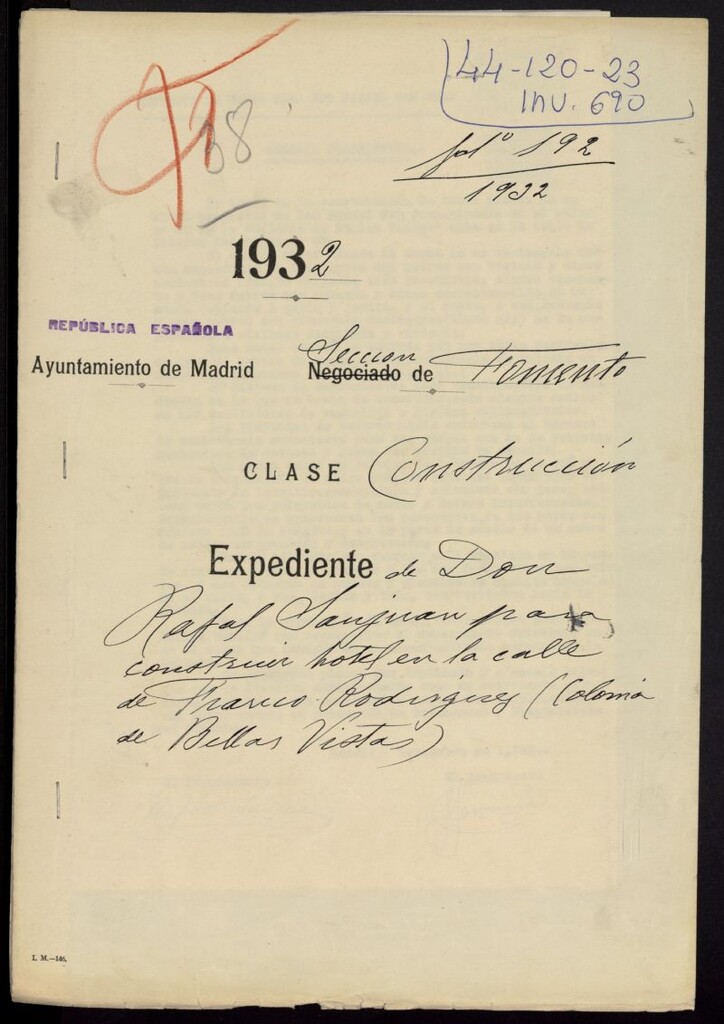 Miniatura de Concesión de licencia para construcción de hotel sito en Francos Rodríguez número 27