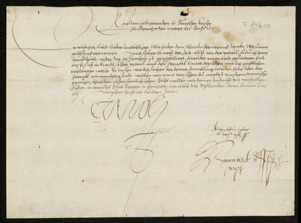 Miniatura de Carta de Carlos V a un príncipe alemán