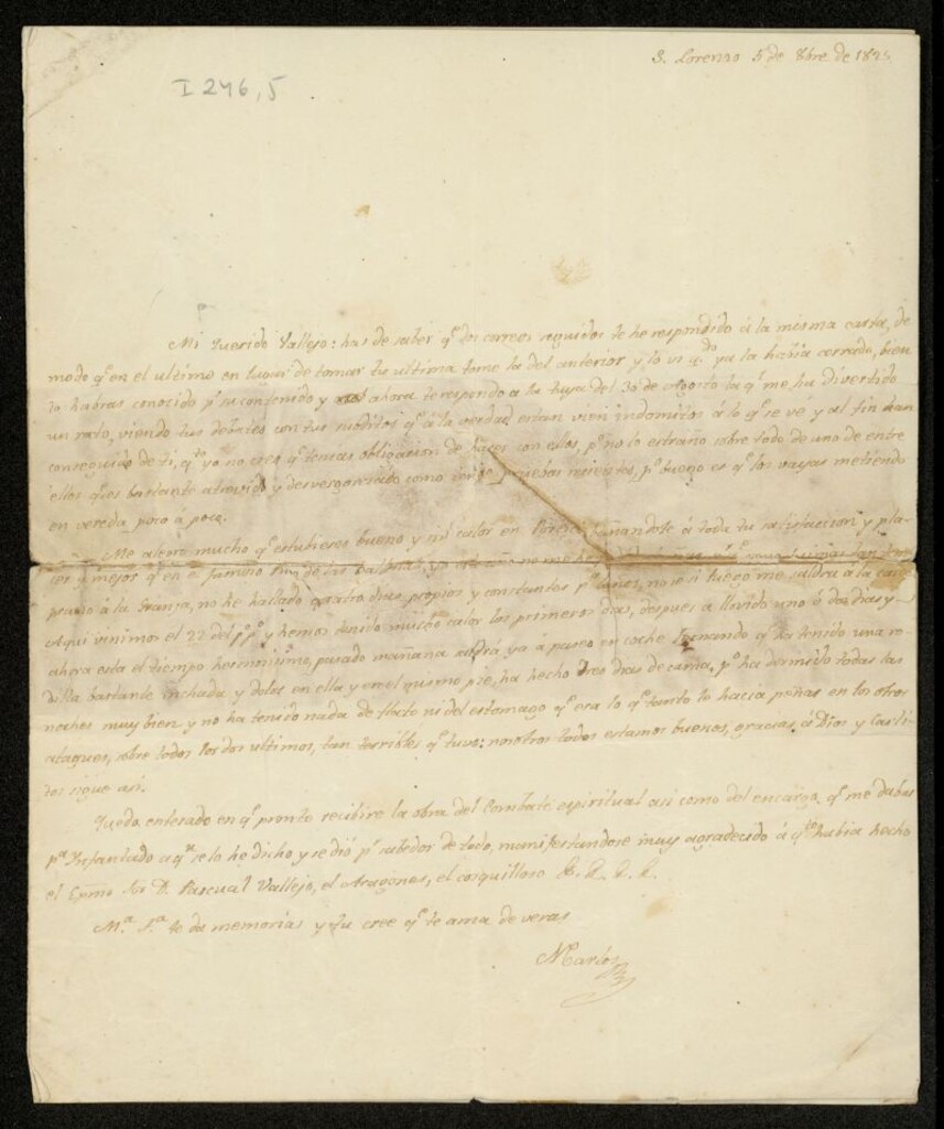 Miniatura de Carta del infante Carlos María Isidro a Pascual Vallejo y Hernández