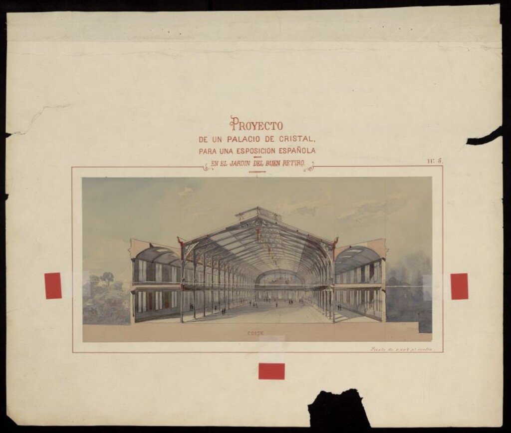 Miniatura de Proyecto de edificación del Palacio de Cristal en el Jardín del Buen Retiro. Corte