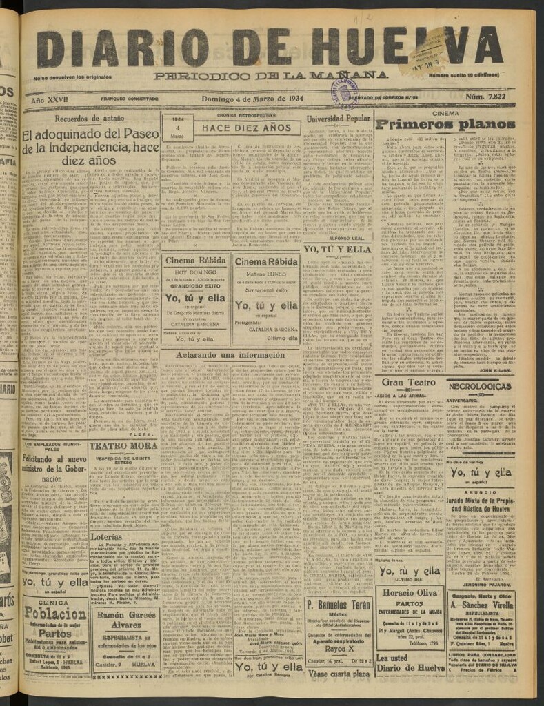 Miniatura de Diario de Huelva : periódico independiente del 4 de marzo de 1934
