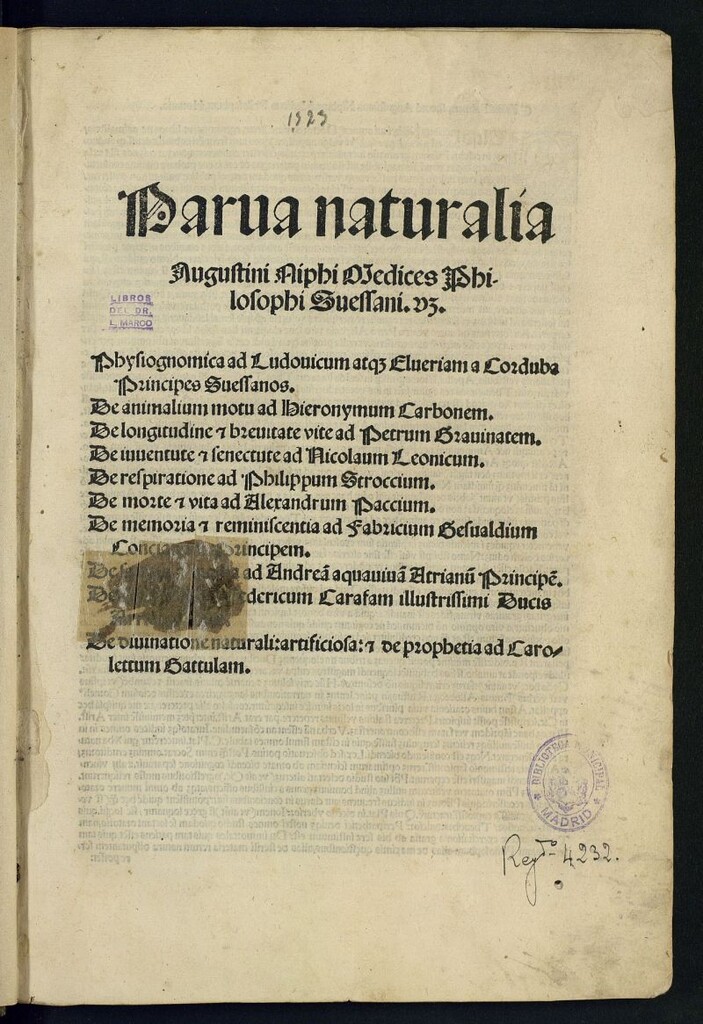 Miniatura de Parua naturalia Augustini Niphi