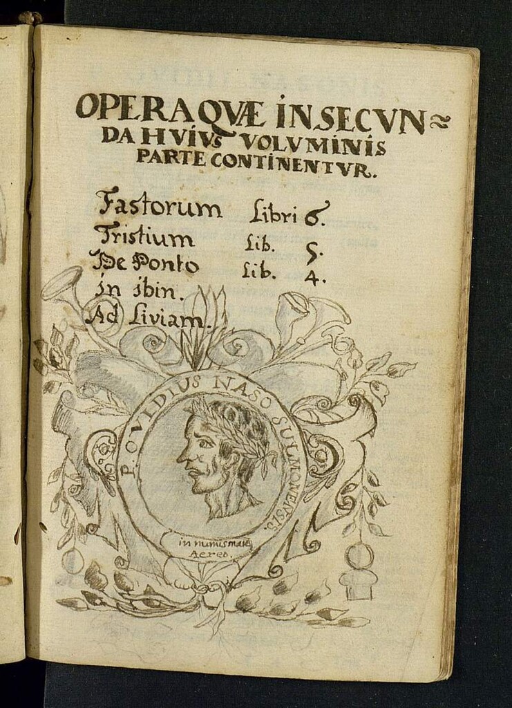 Miniatura de Fastorum Lib. VI ; Tristium Lib. V ; De Ponto Lib. IIII ; In ibin ; Ad Liviam