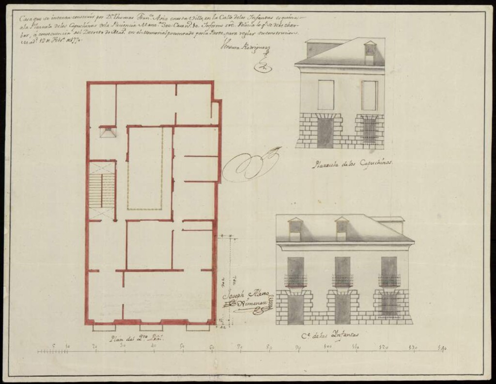 Miniatura de Alineación de la plaza de Capuchinos para reedificación de una casa de Tomás Francisco Aoiz