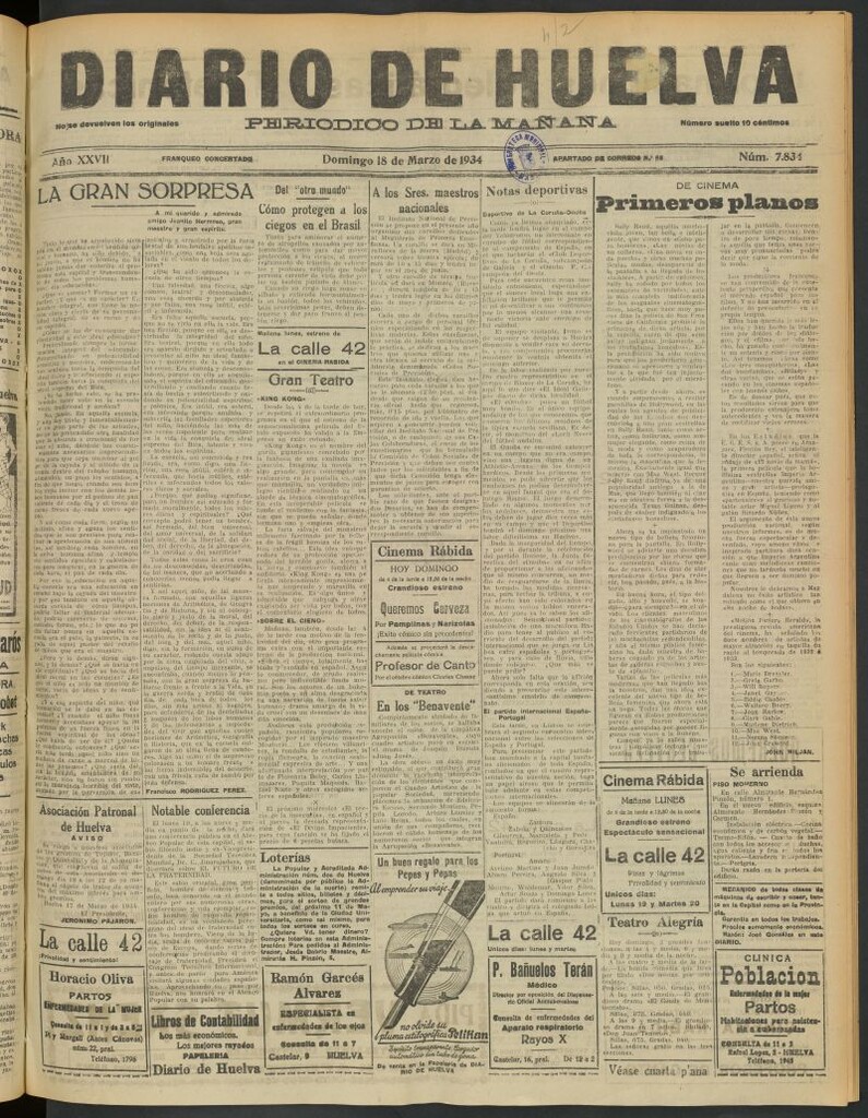 Miniatura de Diario de Huelva : periódico independiente del 18 de marzo de 1934