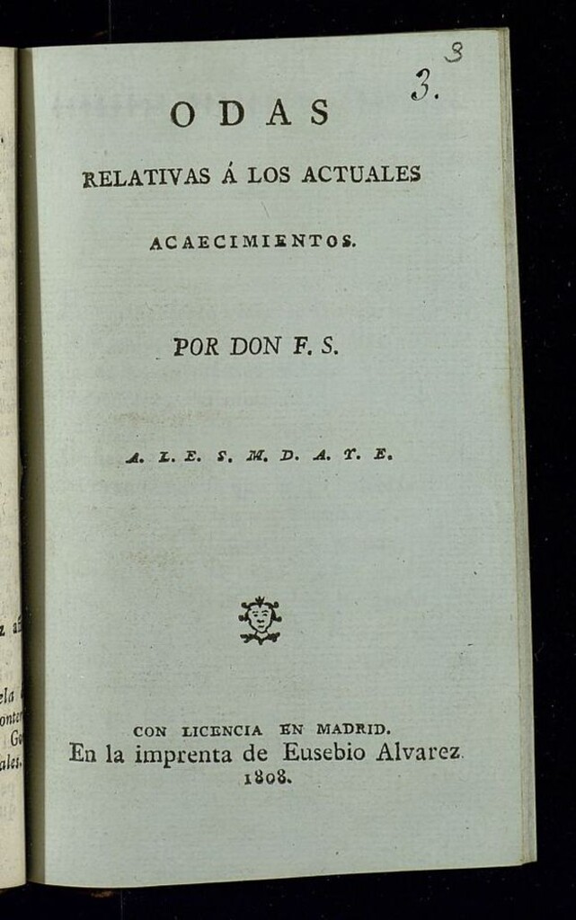 Miniatura de Odas relativas á los actuales acaecimientos