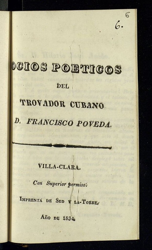 Miniatura de Ocios poéticos del trovador cubano Francisco Poveda