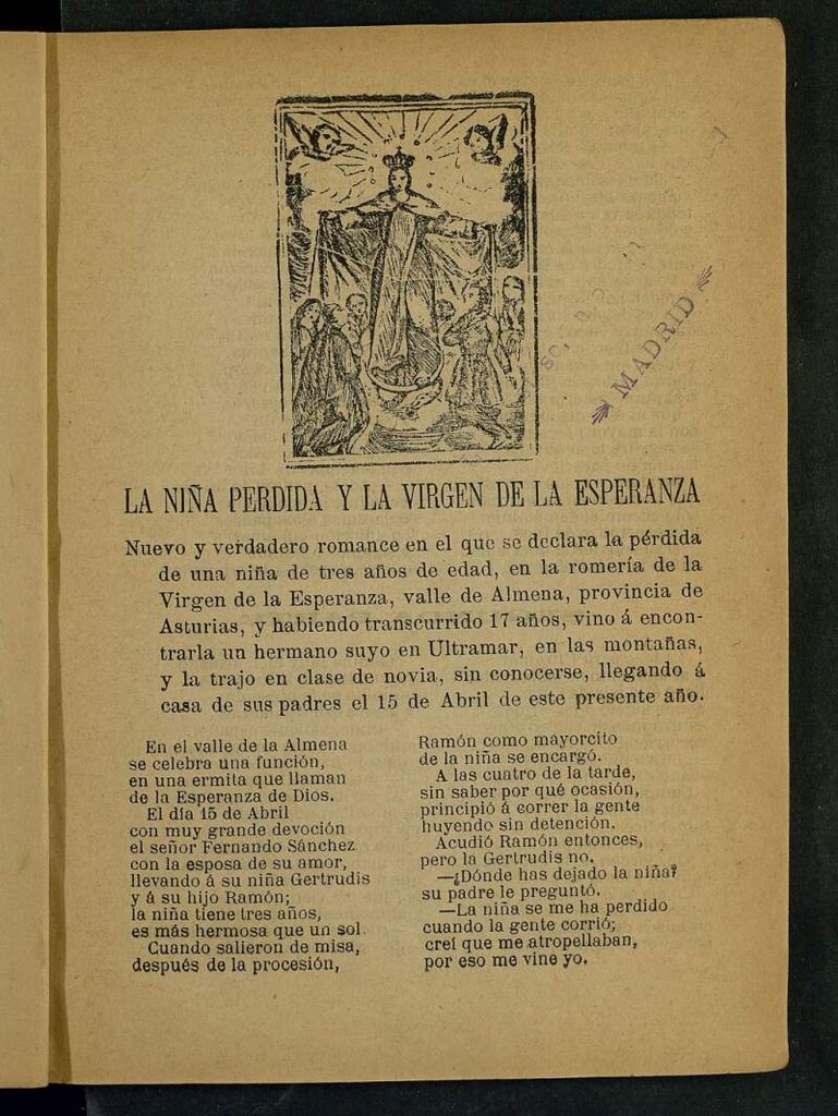 Miniatura de La niña perdida y la Virgen de la Esperanza