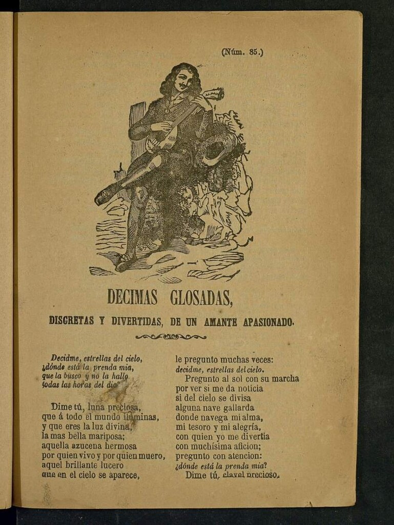 Miniatura de Decimas glosadas, discretas y divertidas, de un amante apasionado