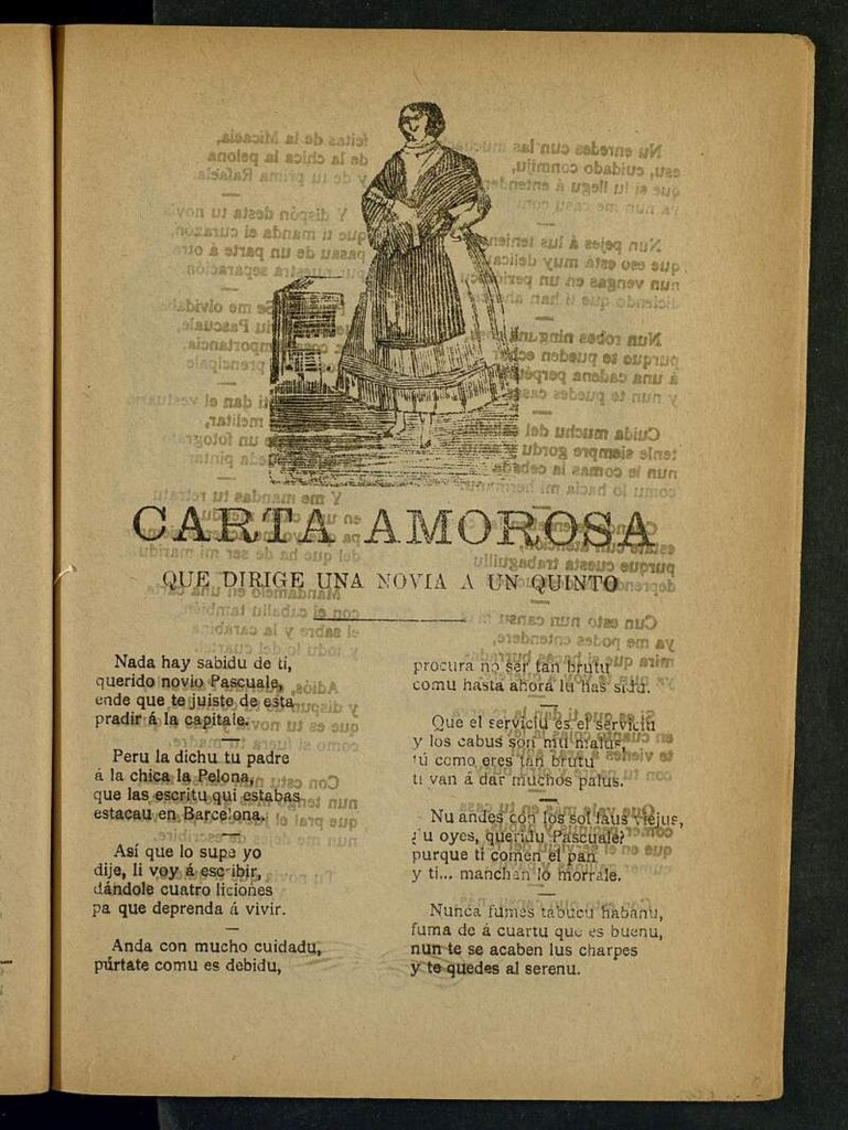 Miniatura de Carta amorosa que dirige una novia a un quinto ; Contestación de un quinto a su novia