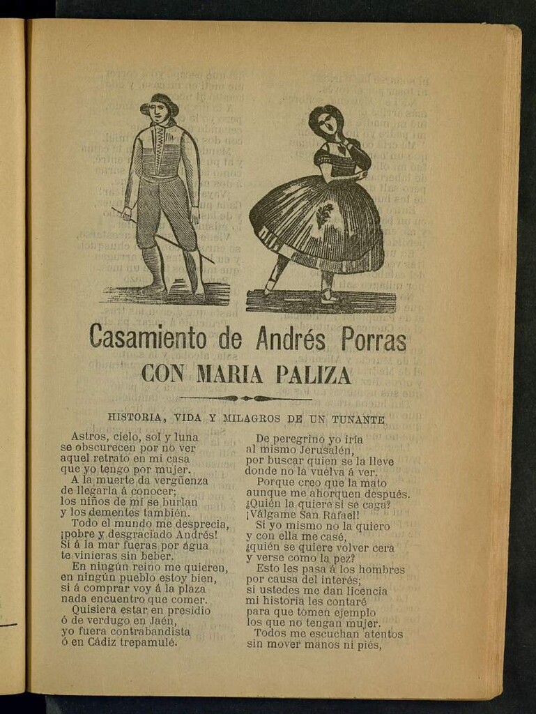 Miniatura de Casamiento de Andrés Porras con María Paliza : historia, vida y milagros de un tunante ; Jota de los ratas