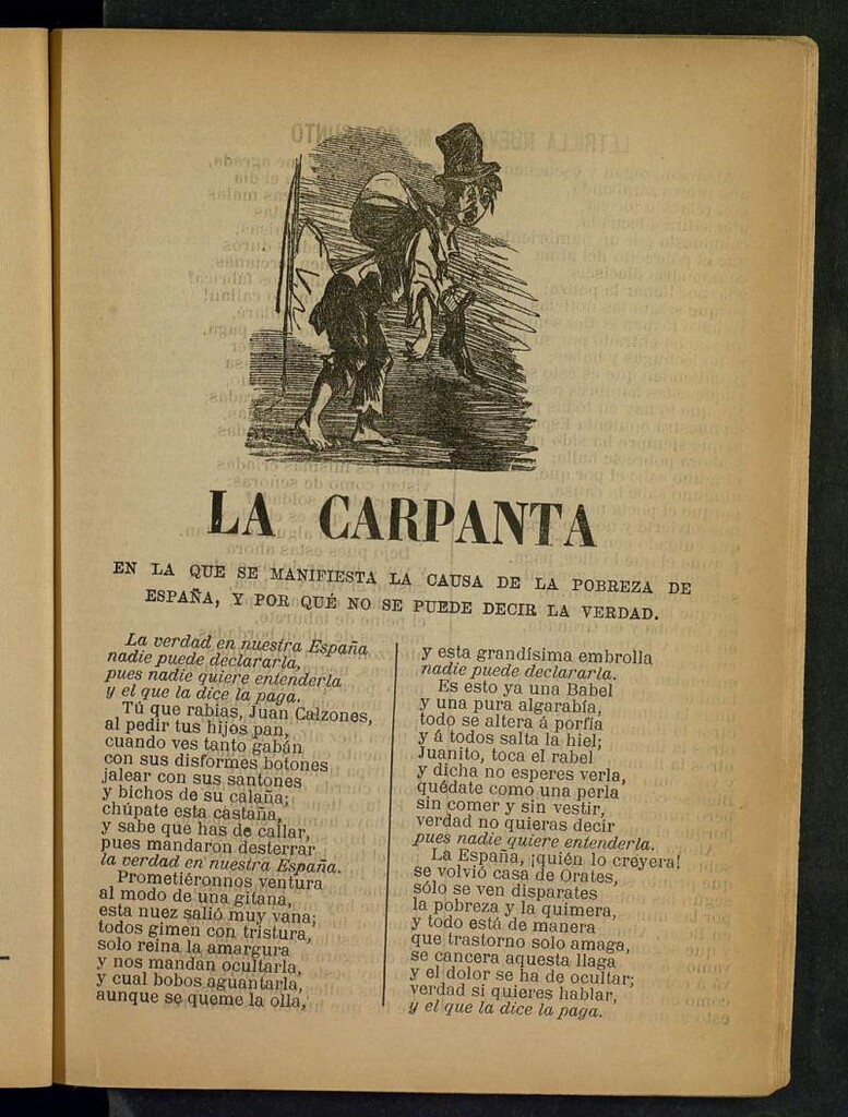 Miniatura de La carpanta en la que se manifiesta la causa de la pobreza de España, y por qué no se puede decir la verdad , representación que ha hecho a su embajador en París un emigrado español