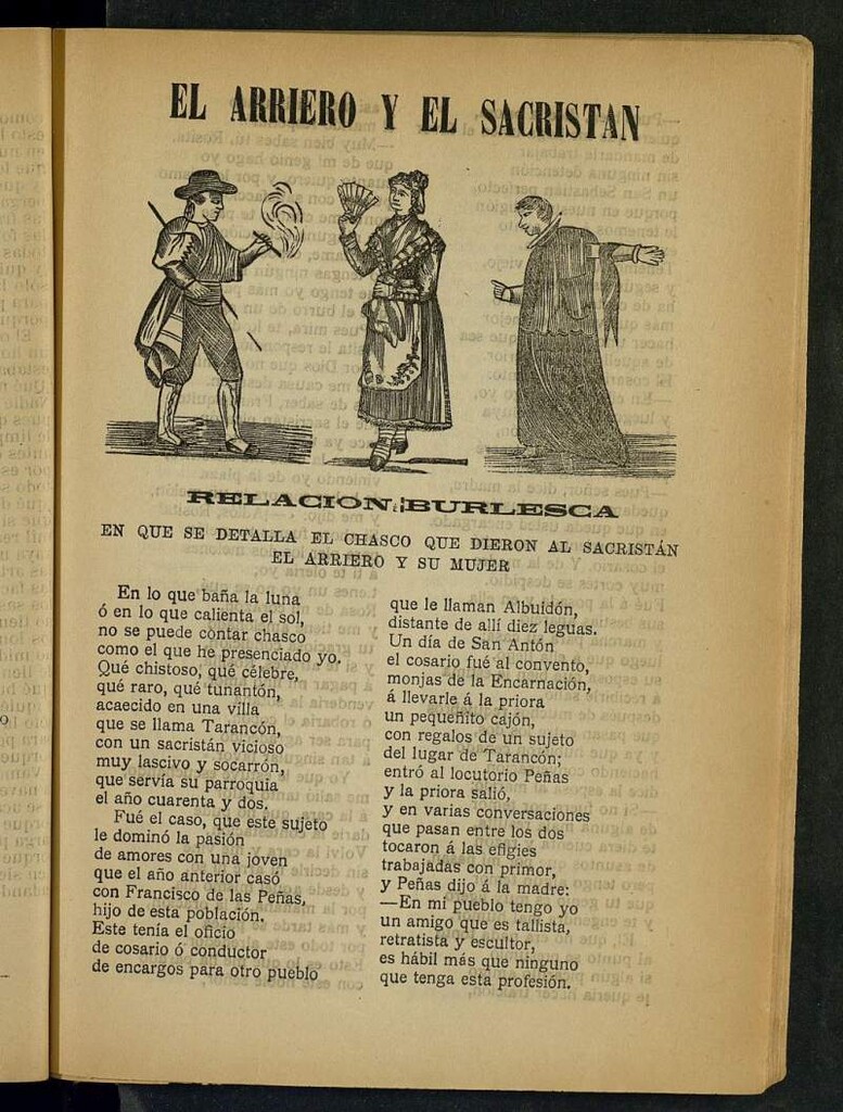 Miniatura de El arriero y el sacristan : relación burlesca en que se detalla el chasco que dieron al sacristán el arriero y su mujer