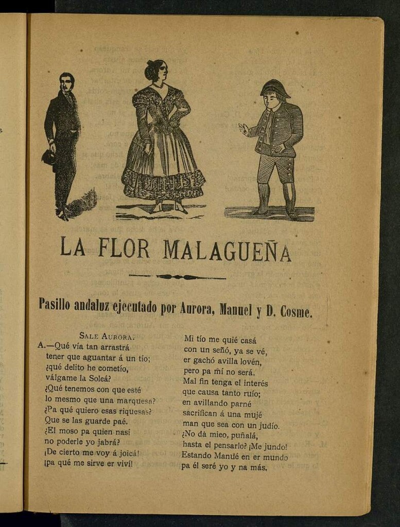 Miniatura de La flor malagueña : pasillo andaluz ejecutado por Aurora, Manuel y D. Cosme
