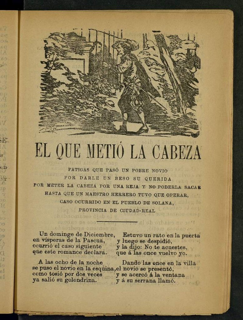 Miniatura de El que metió la cabeza : fatiga que pasó un pobre novio por darle un beso su querida...