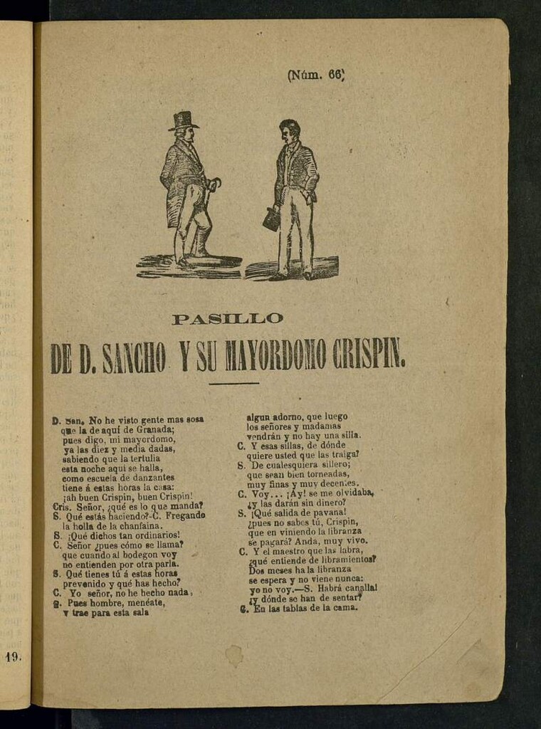Miniatura de Pasillo de D. Sancho y su mayordomo Crispín