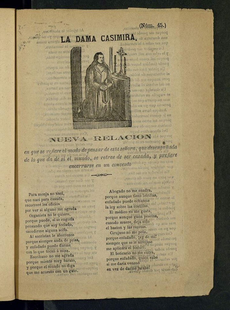 Miniatura de La dama Casimira : nueva relación en que se refiere el modo de pensar de esta señora...