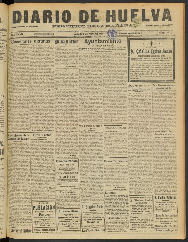 Miniatura de Diario de Huelva : periódico independiente del 7 de abril de 1934