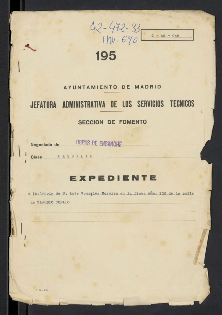 Miniatura de Expedientes relativos a una casa en la calle Claudio Coello 126