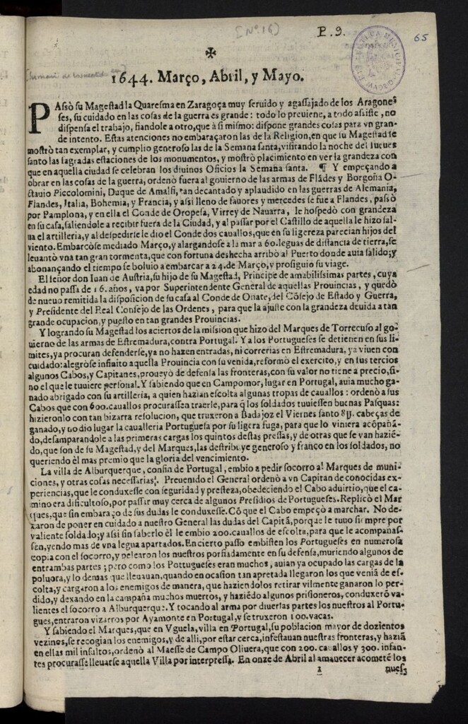 Miniatura de SUMARIO de lo sucedido en 1644 Março, Abril y Mayo