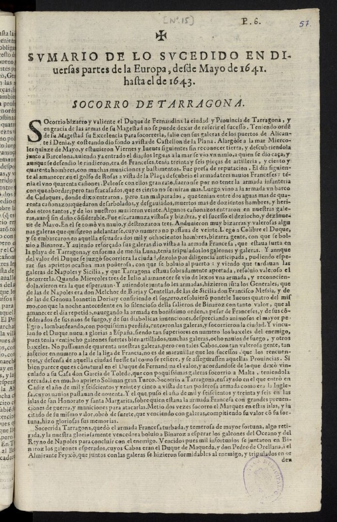 Miniatura de Sumario de lo sucedido en diversas partes de la Europa, desde Mayo de 1641, hasta el de 1643