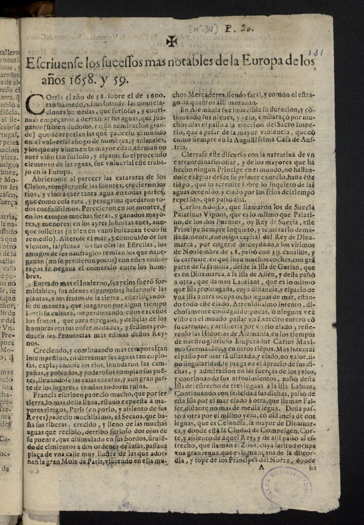 Miniatura de Escrivense los sucessos mas notables de la Europa de los años de 1658 y 59