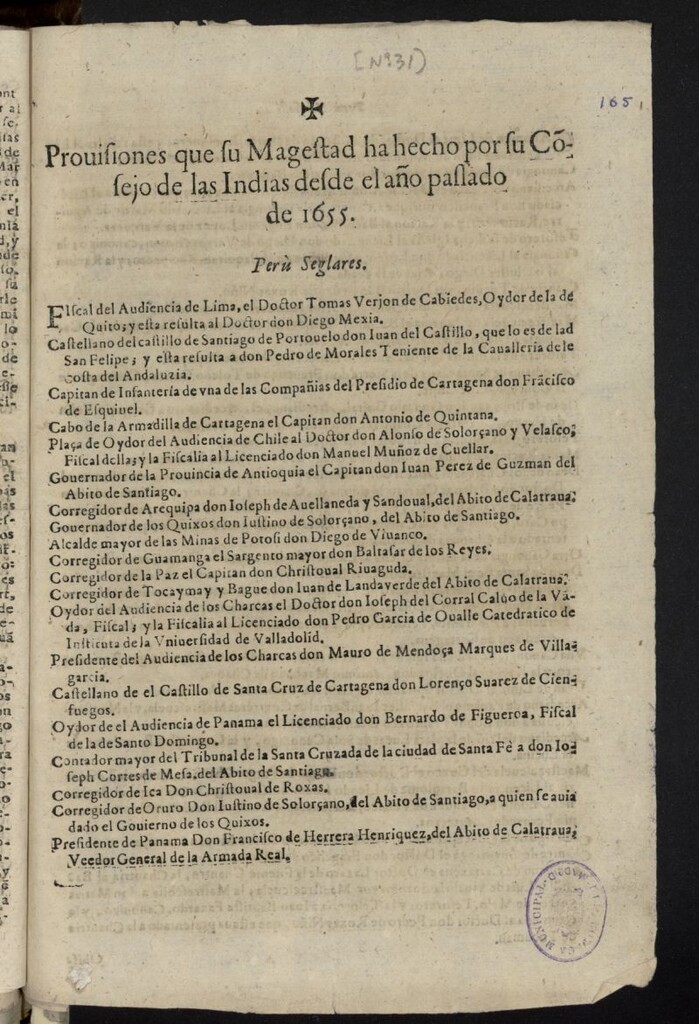 Miniatura de Provisiones que su Magestad ha hecho por su Co[n]sejo de las Indias desde el año passado de 1655