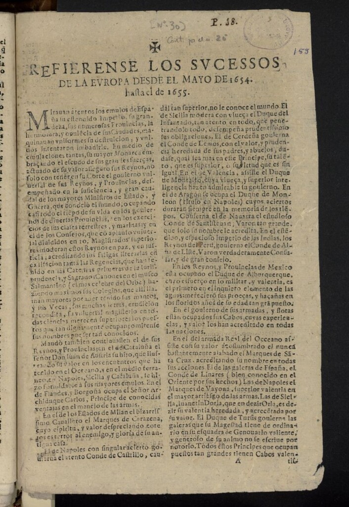 Miniatura de Refierense los sucessos de la Europa desde el mayo de 1654 hasta el de 1655