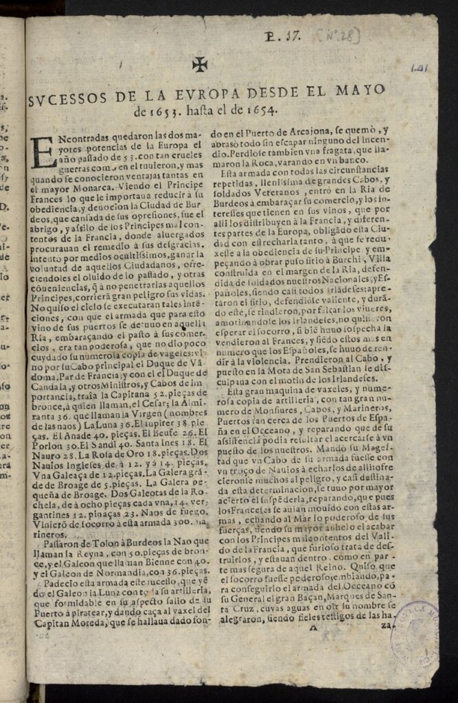 Miniatura de Sucessos de la Europa desde el mayo de 1653 hasta el de 1654