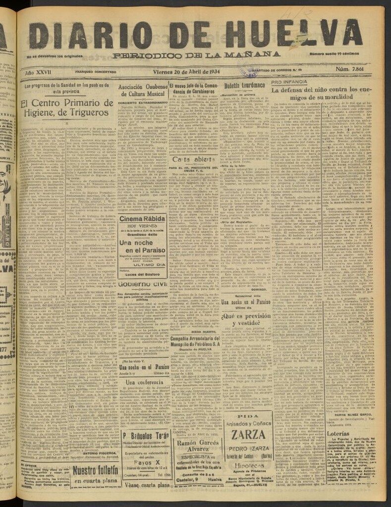 Miniatura de Diario de Huelva : periódico independiente del 20 de abril de 1934