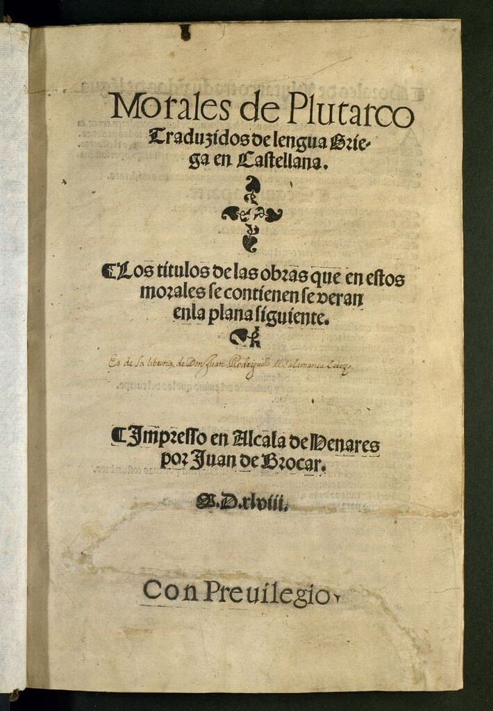Miniatura de Morales de Plutarco