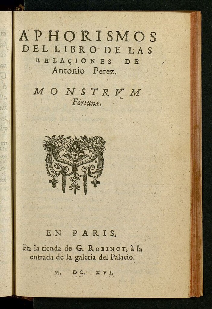 Miniatura de Aphorismos del libro de las Relaçiones de Antonio Perez