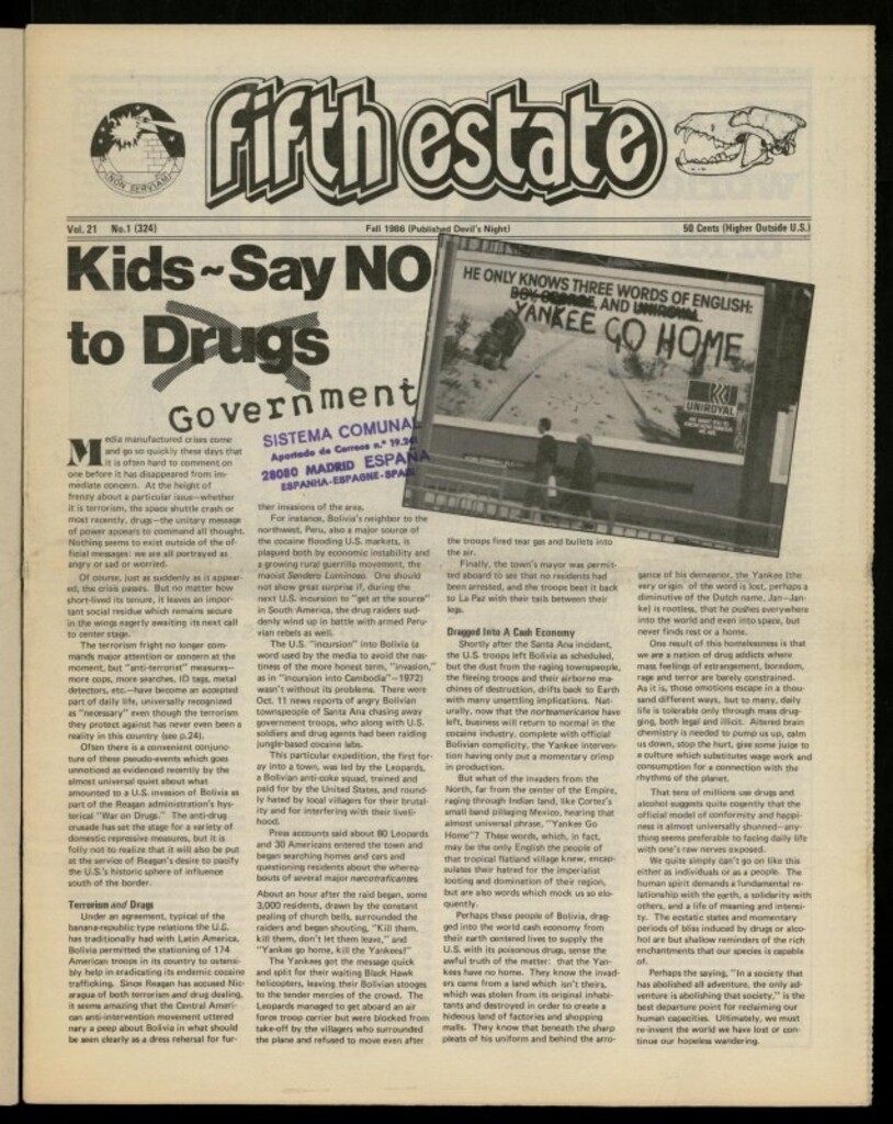 Miniatura de Fifth Estate, Fall 1986, vol 21, nº 1 (324)
