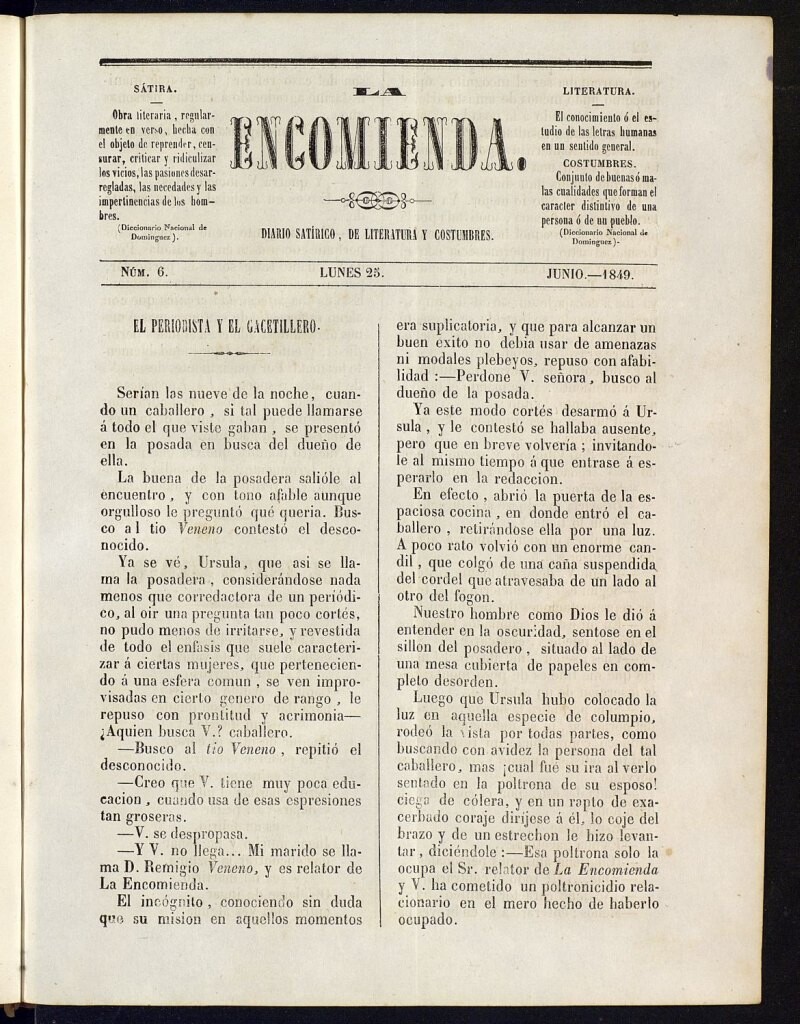 Miniatura de La Encomienda de 25 de junio de 1849, nº 6