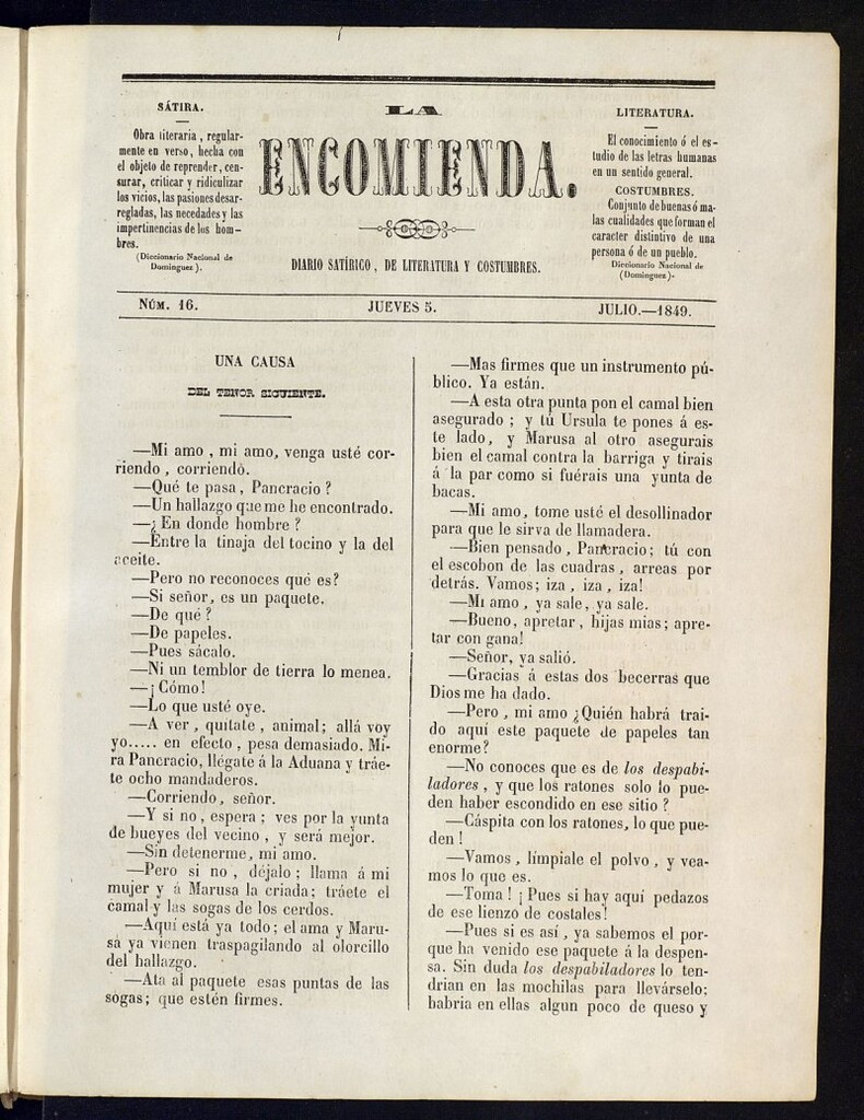Miniatura de La Encomienda de 5 de julio de 1849, nº 16