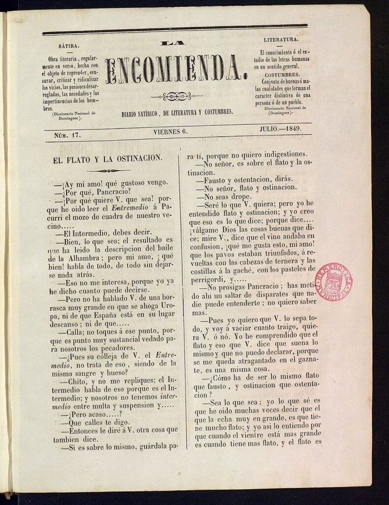 Miniatura de La Encomienda de 6 de julio de 1849, nº 17