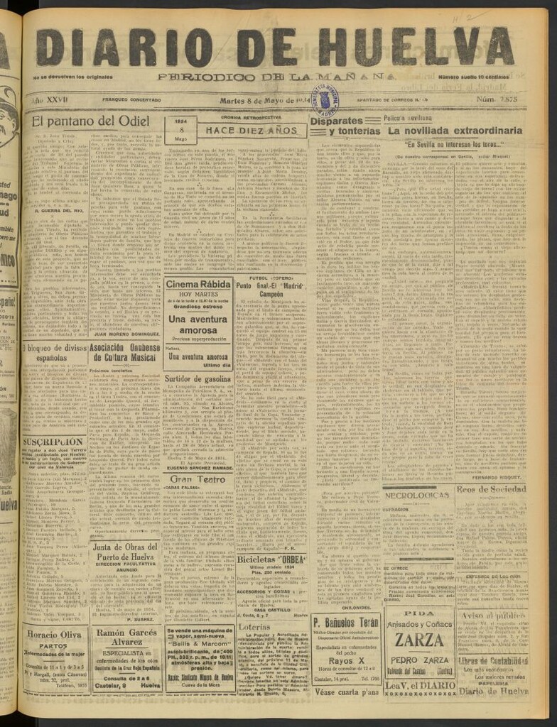 Miniatura de Diario de Huelva : periódico independiente del 8 de mayo de 1934