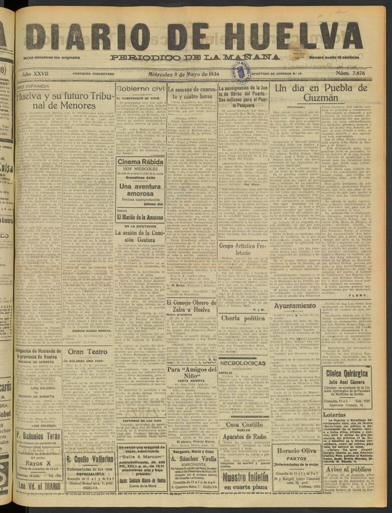Miniatura de Diario de Huelva : periódico independiente del 9 de mayo de 1934