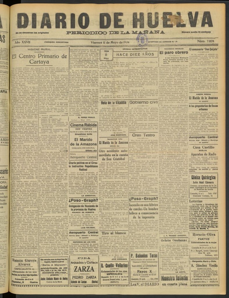 Miniatura de Diario de Huelva : periódico independiente del 11 de mayo de 1934