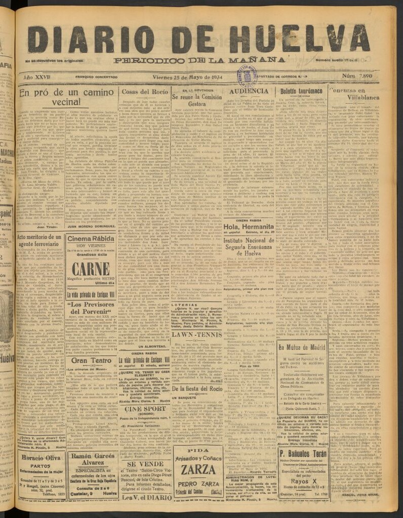 Miniatura de Diario de Huelva : periódico independiente del 25 de mayo de 1934