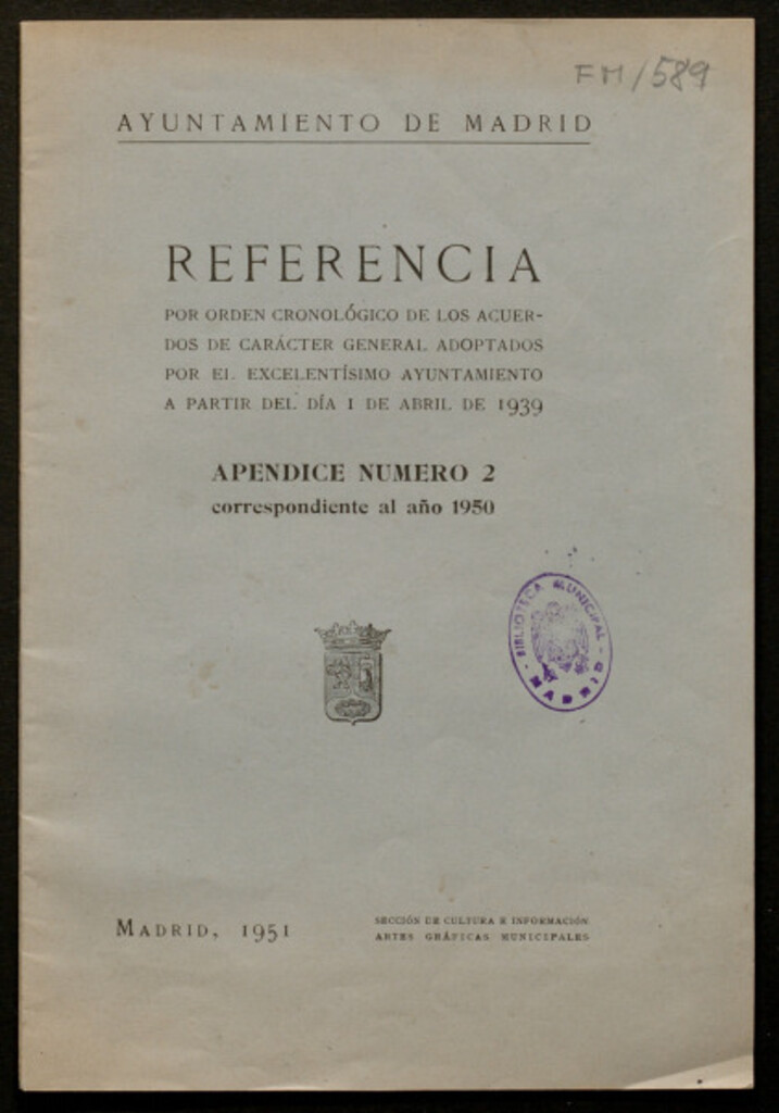 Miniatura de Referencia por orden cronológico de los acuerdos de carácter general adoptados... a partir del dia 1 de abril de 1939