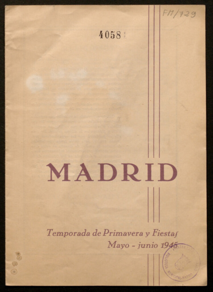 Miniatura de Madrid, temporada de primavera y fiestas mayo junio 1945: [Programa]