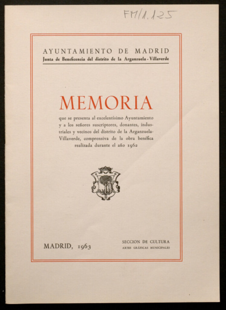 Miniatura de Memoria... de la obra benéfica realizada durante el año 1962