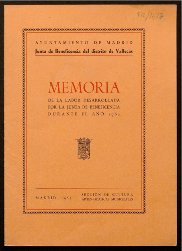 Miniatura de Memoria de la labor desarrollada por la Junta de Beneficencia durante el año 1962