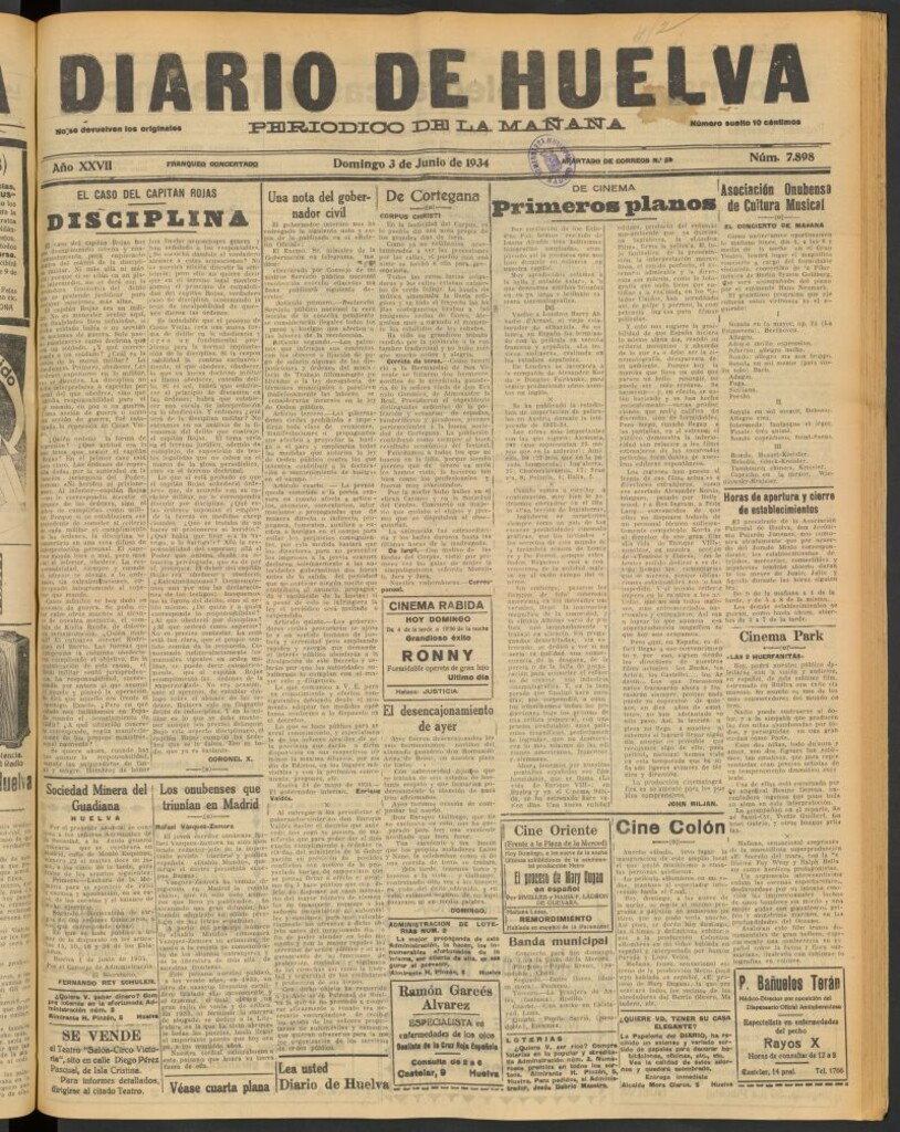 Miniatura de Diario de Huelva : periódico independiente del 3 de junio de 1934