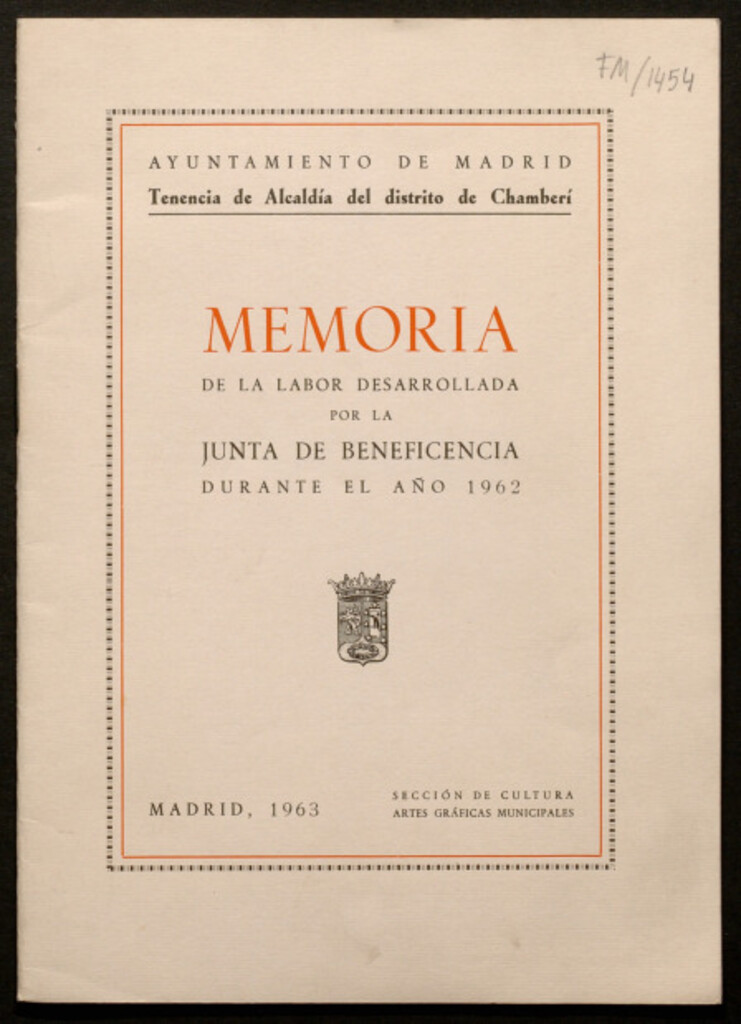 Miniatura de Memoria de la labor desarrollada por la Junta de Beneficencia durante el año 1962