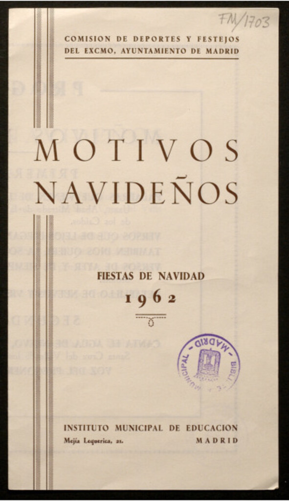 Miniatura de Motivos madrileños : [Programa] : Fiestas de navidad 1962
