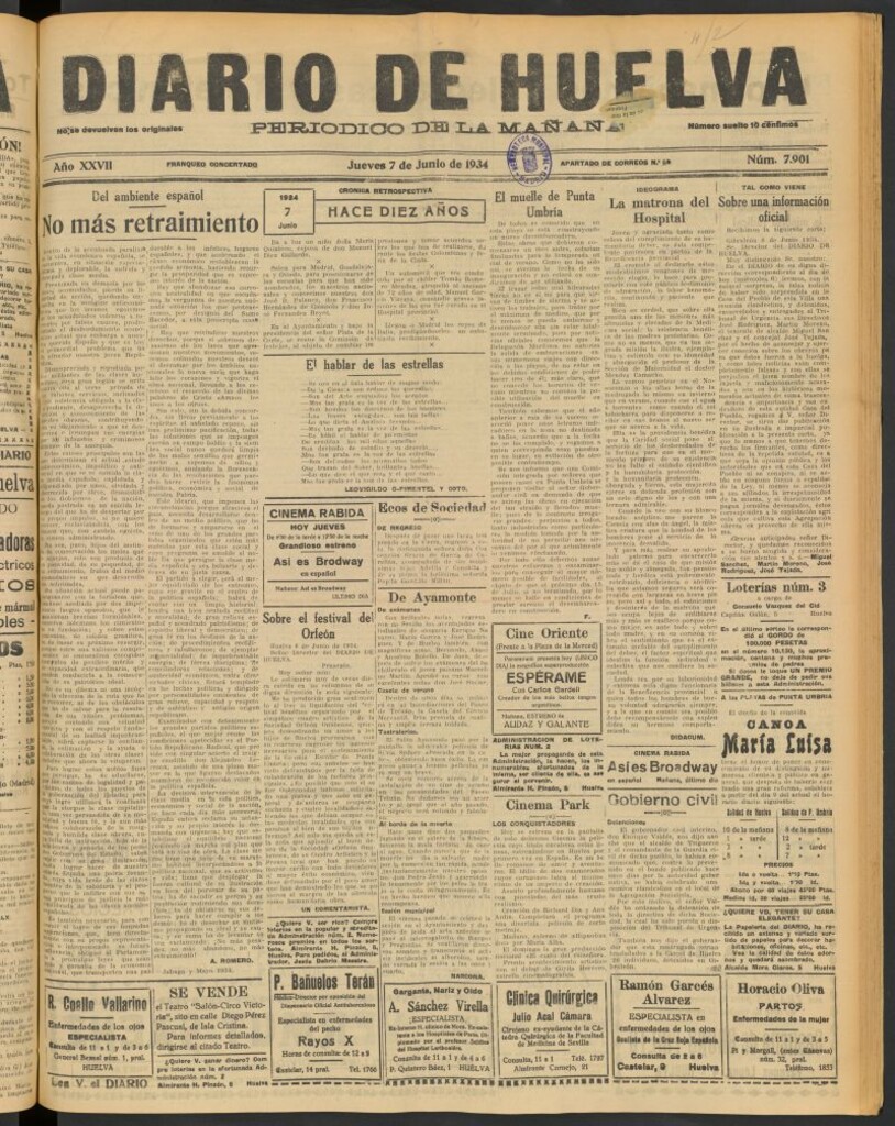 Miniatura de Diario de Huelva : periódico independiente del 7 de junio de 1934